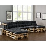 [en.casa] Euro Paletten-Sofa - DIY Möbel - Indoor Sofa mit Paletten-Kissen / Ideal für Wohnzimmer - Wintergarten (4 x Sitzauflage und 6 x Rückenkissen) Dunkelgrau