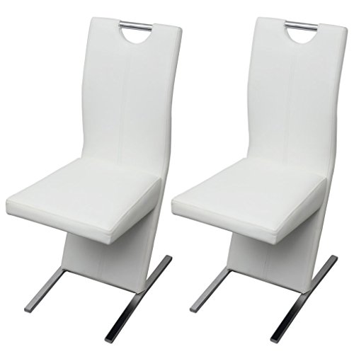 Festnight 2 Stücke Essstuhl Esszimmerstühle aus Kunstleder Stuhlset Küchenmöbel Stuhlgruppe Weiß