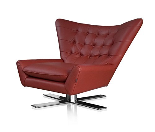 Drehbarer V-förmiger Echtleder Ohrensessel Fernsehsessel Armlehnsessel Lounge Sessel. Abbildung in Leder Bordeaux Rot
