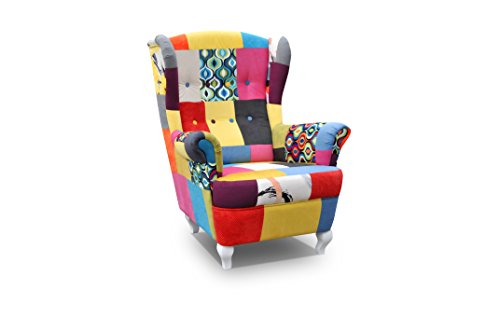 Ohrensessel Fernsehsessel Wohnzimmer-Sessel Relax-Sessel Loungesessel Armsessel PATCHWORK