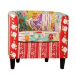 Patchwork Design Clubsessel Sessel mehrfarbig Polstersessel Sessel Textil Stoff Armlehnensessel Ohrensessel Wohnzimmersessel