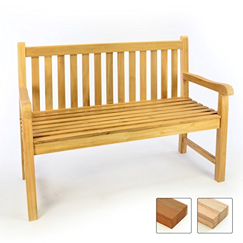 DIVERO 2-Sitzer Gartenbank 120 cm aus hochwertigem massivem Teak-Holz reine Handarbeit Sitzbank für 2-Personen