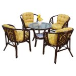 Mendler Garten-Garnitur H135, Sitzgruppe Sitzgarnitur Bistro-Garnitur, Rattan ~ Braun