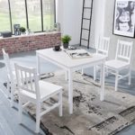 WOHNLING Esszimmer-Set EMIL 5 teilig Kiefer-Holz weiß Landhaus-Stil 70 x 73 x 70 cm | Natur Essgruppe 1 Tisch 4 Stühle | Esstischset Tischgruppe 4 Personen | Esszimmergarnitur massiv