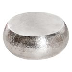 Design Couchtisch ORIENT 80 cm Aluminium-Metall-Legierung silber Hammerschlag Optik Unikat Tisch Handarbeit