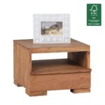 FineBuy Massivholz Nachtkonsole mit Schublade und Ablage 40 x 40 x 30 cm