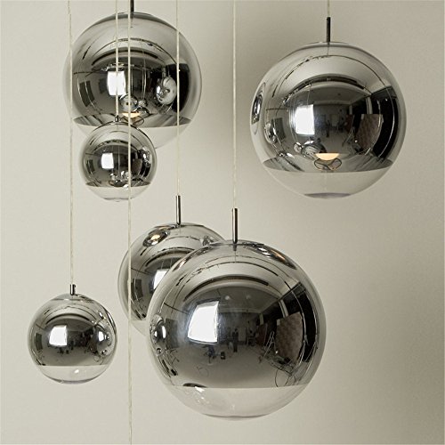 Pendelleuchten,Nordic moderne Coffee Shop Single Head Mirror Ball Platz Galvanik Kugel Glas Leuchter Dekoration