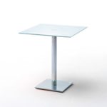 Riess Ambiente Exklusiver Esstisch Bistrotisch Fluid Eckig 80 x 80cm Opalglas Weiß Chrom Säulentisch