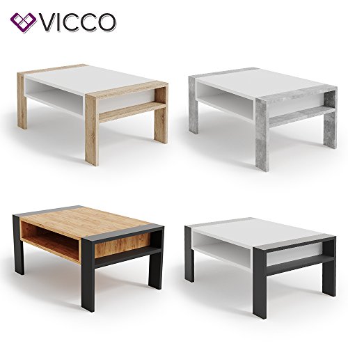 Vicco Couchtisch AITOR - Wohnzimmer Sofatisch Kaffeetisch 3 Farbvarianten Beistelltisch 90 x 60 cm - mit Ablagefach - Top Design