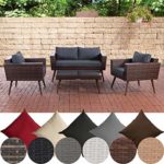 CLP Polyrattan Loungeset Kiruna I Braun-Meliert I Gartenlounge Flachrattan I Sofa & 2X Sessel & Glastisch I 1,25mm Rattandicke