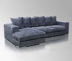 Amaris Elements | 'Newman' Ecksofa mit Ecke Links Blau Grau, Stoff Bezug Samt aus Hochwertiger Mikrofaser Samt-Sofa Länge ca. 3m Wohnlandschaft Sitzgarnitur Polsterecke Eck-Garnitur L-Form Sitzecke