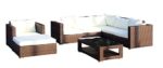Baidani Gartenmöbel-Sets 10c00020.00002 Designer Lounge-Wohnlandschaft Sunset, Eck-Sofa, 1 Sessel, 1 Hocker, 1 Couchtisch mit Glasplatte, braun
