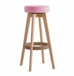DZ 360 ° rotierender Barhocker aus Holz Sitzpolster aus Holz, Hanfseil Fußstütze (Farbe : Pink)