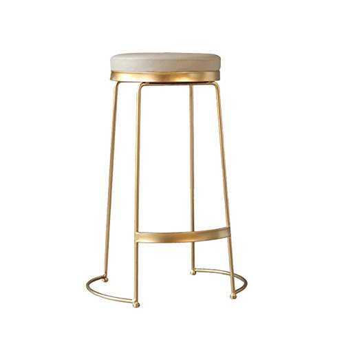 Decorative stool Barhocker, Haushaltsbarhocker Goldener PU-Schmiedeeisen-Schemel Hoher Schemel-Dekorativer Stuhl-Restaurant-Café-Barhocker Individueller Lounge-Stuhl-Höhe 75CM (Farbe : Gold)