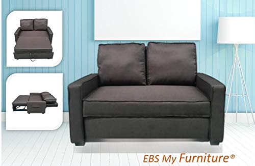 EBS My Furniture Schlafsofa Couch Sofa für Gäste 3 Sitzer Groß Dunkelbraun 134X191X44cm
