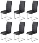 Ilert 6 x Agionda ® Design Stuhl Freischwinger Jan Piet PU Kunstleder schwarz 120 kg belastbar Gestell einteilig Polsterstuhl Esszimmerstuhl