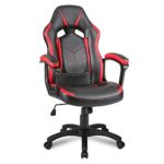 Merax® Gaming Stuhl Schreibtischstuhl Racing Stuhl Bürostuhl Sportsitz Drehstuhl PU Kunstleder, Belastbarkeit bis 100 kg, Schwarz+Rot/Blau (Rot)