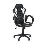 Ribelli Bürostuhl im Racing Style - Gaming-Stuhl stufenlos Höhenverstellbar ca. 60,5 x 107-117 x 56 cm in Lederoptik-mit Rollen - Farbe: Schwarz/Weiß