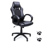 SONGMICS Racing Stuhl Bürostuhl Chefsessel Drehstuhl PU schwarz, Lederimitat, 60 x 60 x 111 cm