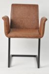 SalesFever Freischwinger Gaia in hellbraun, Stuhl in elegantem Design, Esszimmerstuhl mit Kunstleder bezogen, schwarz lackiertem Fuß, 2er Set