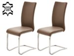 Schwingstuhl Stuhl Schwinger Esszimmerstuhl Freischwinger Echtleder "Muvo II" (2er Set)