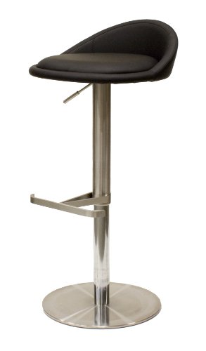 Tenzo 3345-824 Chill - Designer Barhocker, Lederoptik, Edelstahluntergestell, höhenverstellbar, 65-90 x 45 x 43 cm, schwarz