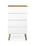 Tenzo Ace Kommode 4 Schubladen, MDF, Weiß/Natur, One Size