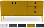 Tenzo UNO 8555-029 Designer Sideboard 2 Türen, 3 Schubladen Lackiert, MDF + Spanplatten, matt Soft-Close Funktion, Senf, 86 x 171 x 46 cm (HxBxT)
