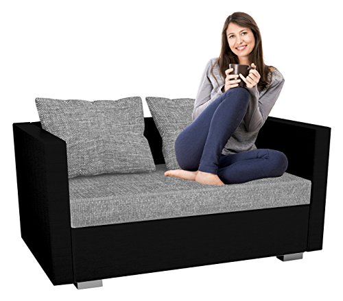 VCM 2er Schlafsofa Sofabett Couch Sofa mit Schlaffunktion "Sinsa Schwarz" 60 x 122 x 78 cm