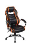 VIVA OFFICE Bonded Leder High Back Spiel Racing Stuhl mit Gepolsterten Kopfstütze und Armlehne, schwarz und orange