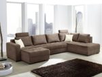 Wohnlandschaft Antigua Mikrofaser braun, 357x222x162cm, Bettfunktion Sofa Couch Polsterecke