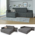 XXL Ecksofa mit Schlaffunktion 240 x 160 cm Grau - Eckcouch Relax Sofa Couch Schlafsofa Luxus Schlafcouch