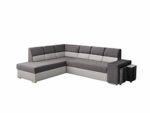 mb-moebel Ecksofa Sofa Eckcouch Couch mit Schlaffunktion und Bettkasten mit Zwei Hocker Ottomane L-Form Schlafsofa Bettsofa Polstergarnitur Wohnlandschaft - Hanover (Ecksofa Links, Grau)