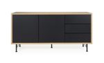 tenzo Flow Sideboard, schwarz/Eiche, 164 x 44 x 79 cm