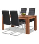 Allegro Agionda® Esstisch + Stuhlset : 1 x Esstisch Toledo Nussbaum 140 x 90 + 4 Freischwinger schwarz