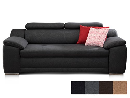 CAVADORE 2/3-Sitzer Sofa Aniamo / Inkl. verstellbarer Kopfteile / Modernes Design