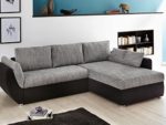Ecksofa Couch Tifon 272x200cm, Strukturstoff grau Mikrofaser schwarz, Bettfunktion Polsterecke Schlafsofa Sofa