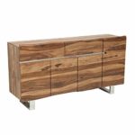 Riess Ambiente Massives Baumstamm Sideboard Mammut 170cm Sheesham Massivholz Kufengestell aus Edelstahl Schrank Kommode Anrichte