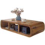 WOHNLING Couchtisch Massiv-Holz Sheesham 120 cm breit Wohnzimmer-Tisch Design dunkel-braun Landhaus-Stil Beistelltisch Natur-Produkt Wohnzimmermöbel Unikat modern Massivholzmöbel Echtholz rechteckig