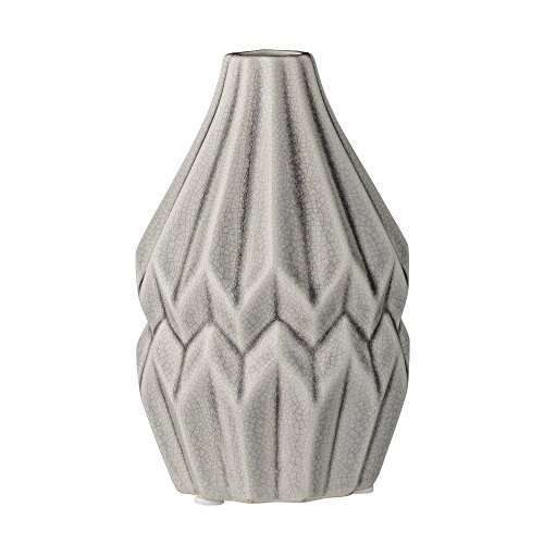 Bloomingville Vase, Wide Flute, Cool Grey Ceramic Ø9,5xH14 cm