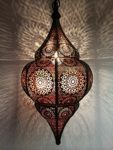Orientalische Lampe Pendelleuchte Schwarz Malhan 50cm E14 Lampenfassung | Marokkanische Design Hängeleuchte Leuchte aus Marokko | Orient Lampen für Wohnzimmer Küche oder Hängend über den Esstisch