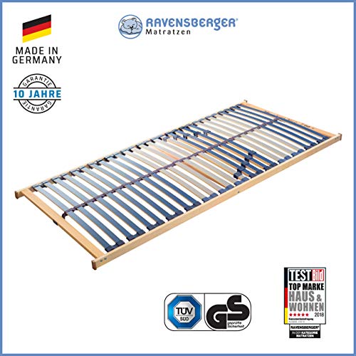 RAVENSBERGER VITA MED 5-Zonen-Schichtholz-Lattenrahmen mit 28 hochelastischen BIRKE-Federholzleisten | Starr | Made IN Germany - 10 Jahre GARANTIE | TÜV/GS-Zertifiziert Verschiedene Größen