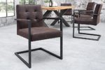 DuNord Design Esszimmerstuhl Sutton Vintage Braun Leder Freischwinger Stuhl Lederstuhl Hochwertig Esszimmer