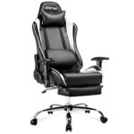 Merax Racing Stuhl Gaming Stuhl Chefsessel Ergonomisch Design Bürostuhl PU-Leder Drehstuhl Höhenverstellbarer Schreibtischstuhl mit Verstellbaren Armlehnen und Wippfunktion