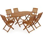 Deuba® Sitzgruppe Boston 6+1 | FSC®-zertifiziertes Akazienholz 7-TLG Tisch klappbar | Sitzgarnitur Holz Gartenmöbel Set