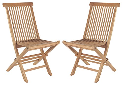 Wholesaler GmbH 2er Set Klappstühle Hochlehner Gartenstuhl aus Teak-Holz für Balkon Garten