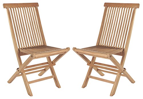 Wholesaler GmbH 2er Set Klappstühle Hochlehner Gartenstuhl aus Teak-Holz für Balkon Garten