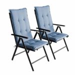 Wohaga 2er Set Komfort Sitzauflage Indigo, 123x44x5cm, UV- & Wasserbeständig, Hochlehner Sitzkissen, Outdoorkissen
