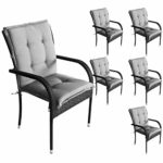 Wohaga 6er Set Komfort Sitzauflage 103x49x5cm, Grau, UV- & Wasserbeständig, Niedriglehner Sitzkissen, Outdoorkissen