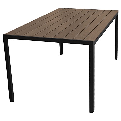 Wohaga Aluminium Gartentisch 150x90cm mit Polywood/Non Wood - Tischplatte Brown-Grey Balkonmöbel Gartenmöbel Terrassenmöbel